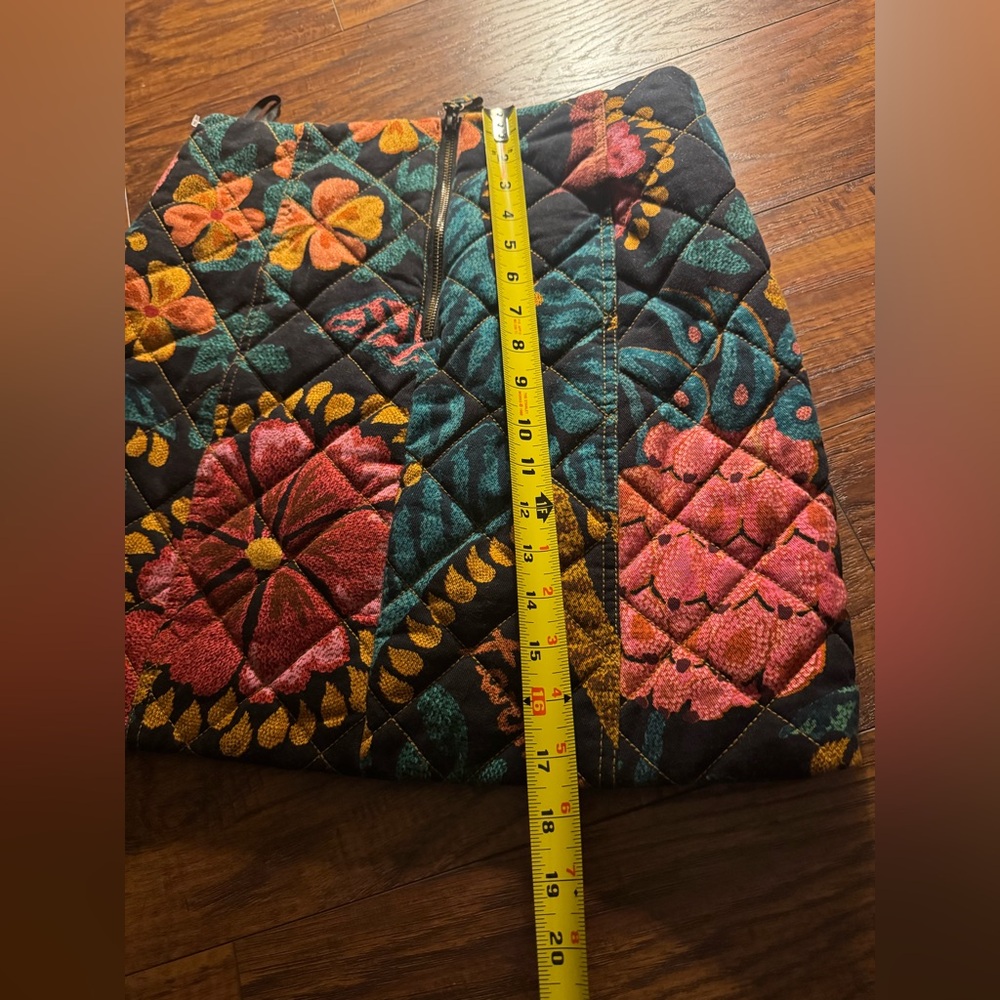Farm Rio Brazil Floral Quilted Women Mini Luxury Skirt Zip Up Size Small - Picture 6 of 8